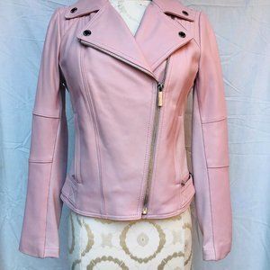 **New With Tags, MICHAEL KORS Blush Pink "Leather" Biker Jacket, Size 6